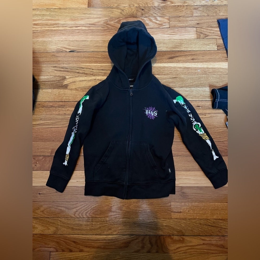 Vans Halloween spiderweb kids hoodie 6/Large fit is 5/6 - Picture 2 of 7
